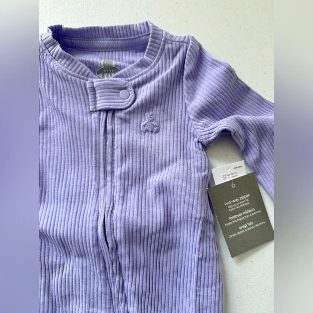 GAP Baby First Favorites‎ Footed One-Piece Warm Violet Ribbed NWT 0-3M Zipper